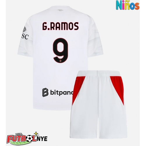 Camiseta AC Milan Goncalo Ramos #9 Visitante Equipación para niños 2026-27 manga corta (+ pantalones cortos)